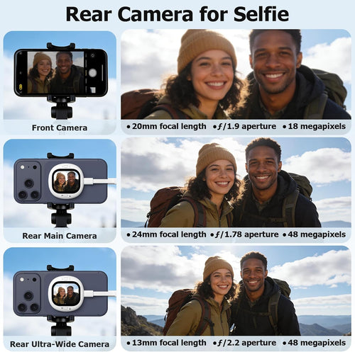 Vlogmate Mini Selfie Monitor Screen for Iphone, Back Camera Monitor for Rear Camera Selfies, Vlog Selfie Monitor for Vlogging, Tiktok, Live Streaming