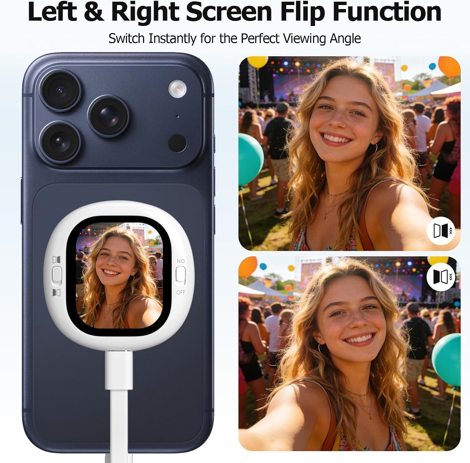 Vlogmate Mini Selfie Monitor Screen for Iphone, Back Camera Monitor for Rear Camera Selfies, Vlog Selfie Monitor for Vlogging, Tiktok, Live Streaming